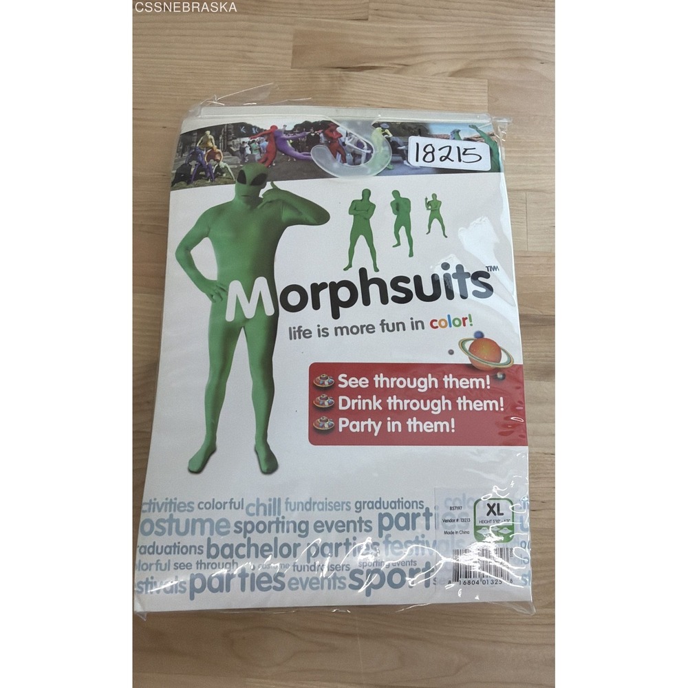 Morphsuits Unisex Green Alien Full Body Spandex Costume Sz XL‎ 5'10"-6'3"